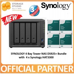 SYNOLOGY 4-Bay Diskstation DS925+ bundle with Synology HAT3300 Hard Drive 4 x 12TB warranty 3 years